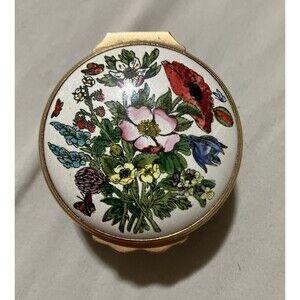 Bilston & Battersea Halcyon Days England Enamel Hinged Trinket Box Cobalt Blue